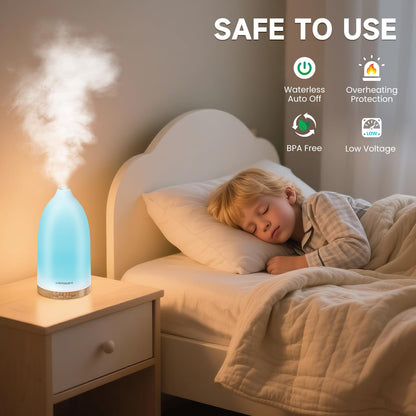 URPOWER Essential Oil Diffusers for Home with 7 LED Color Changing Lights, Timer & Auto-Off Ultrasonic Aromatherapy Diffuser Cool Mist Humidifer Scent Diffuser for Bedroom, Office, Yoga