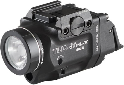 Streamlight 69468 TLR-8 HL-X sub USB 1000-Lumen Weapon Rail-Mounted Rechargeable Tactical Flashlight with Integrated Red Aiming Laser for Select 1913 Only, Black