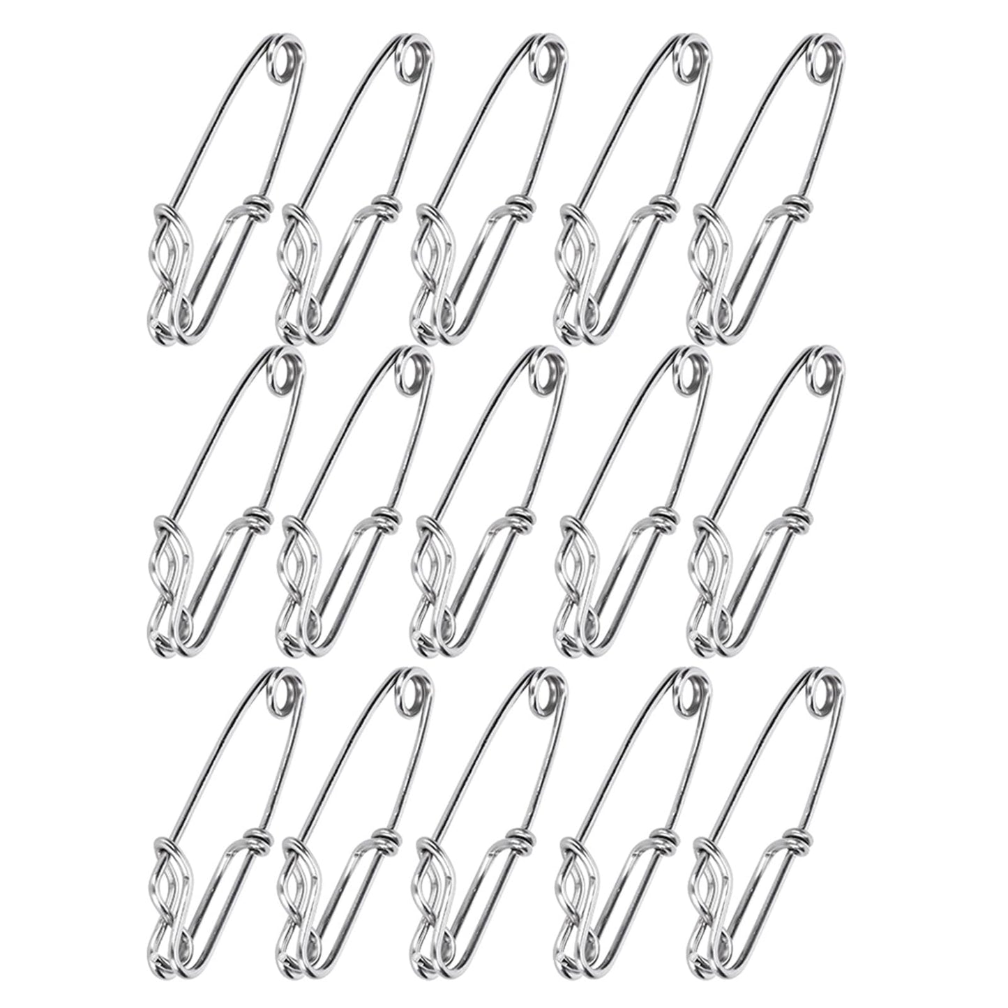 Cunyuer 15PCS Longline Trotline Clips, 1.8x60mm Fishing Snapper Clips, Stainless Steel Long Line Tuna Clip, Quick Connect Fishing Accessory