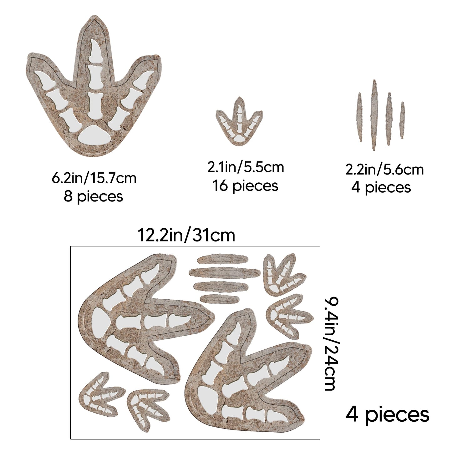 Glow in The Dark Dinosaur Footprints Wall Decals, Peel and Stick Cute Dino Track Stickers for Kids, Removable Dinosaur Wall Stickers for Baby Nursery Bedroom