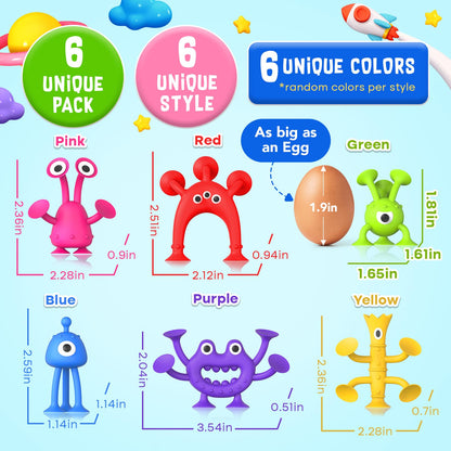 Baby Bath Toys Suction Toy: No Hole Bath Toy for Baby Toddlers - Kids Mini Sensory Fidget Suction Cup Toys for Boys Girls - Window Building Toy Road Trip Travel Essentials for Kids Gifts (Ages 3+)