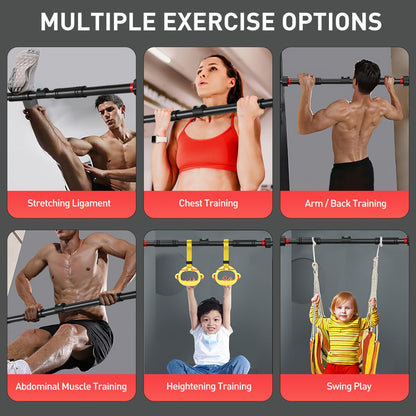 Abaodam Adjustable Pull up Bar for Doorway - Portable Home Gym Strength Training Equipment with Secure Locking Comfortable Grip No Drilling Fits 25.59-39.37 Inch Door Frames