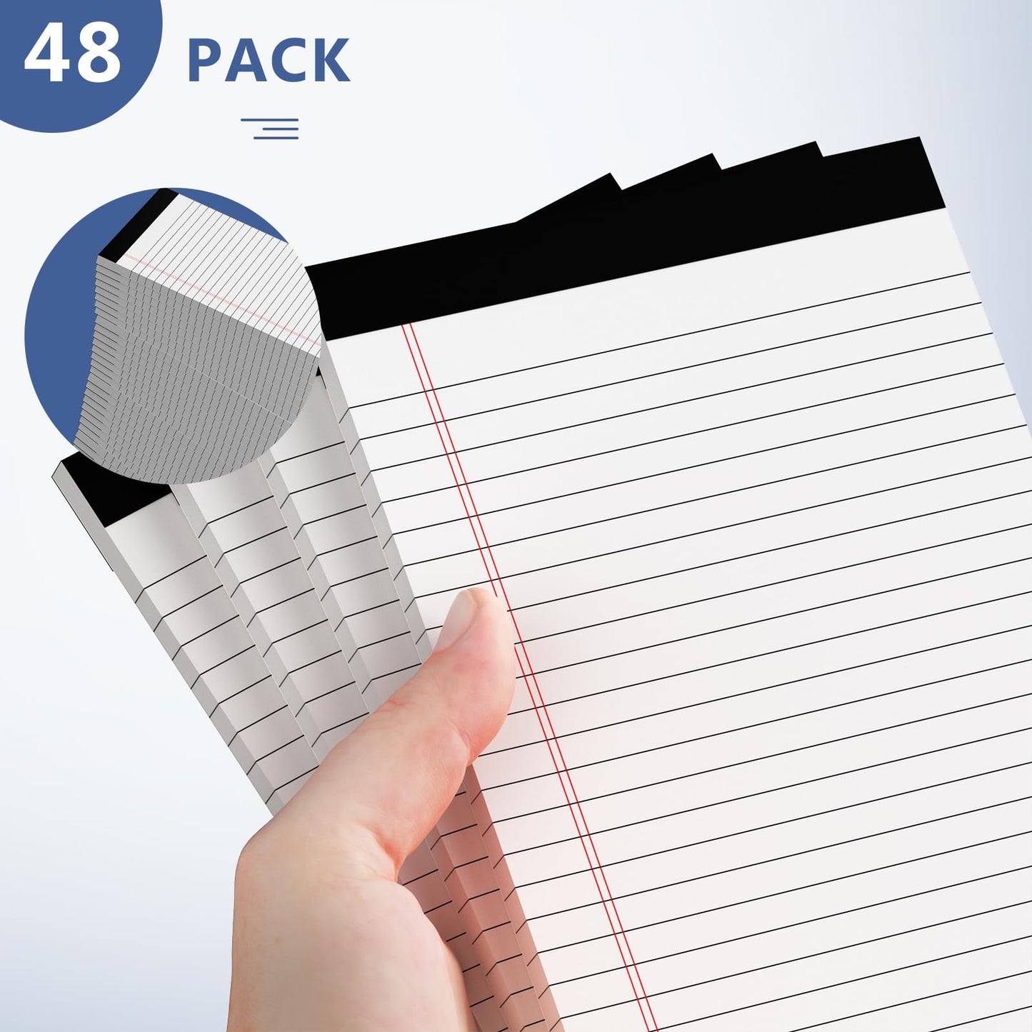 Nichela 5" x 8" Note Pads 48 Pack of Legal Pads 30 Sheets Notepad College Ruled Small Writing Pads Perforated Pages Paper Pads 80GSM Heavyweight Paper Note Pads for Home, Office, or School