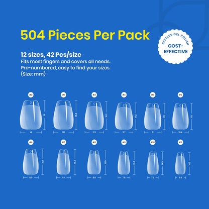 Beetles Gel Nail Kit Short Almond, 240Pcs Easy Nail Extension Set Shaped Clear Tips with 5 in 1 Nail Glue Base & Top Coat and Mini UV Lamp, Nail Tips Art Acrylic Nail Kit Gifts for Women
