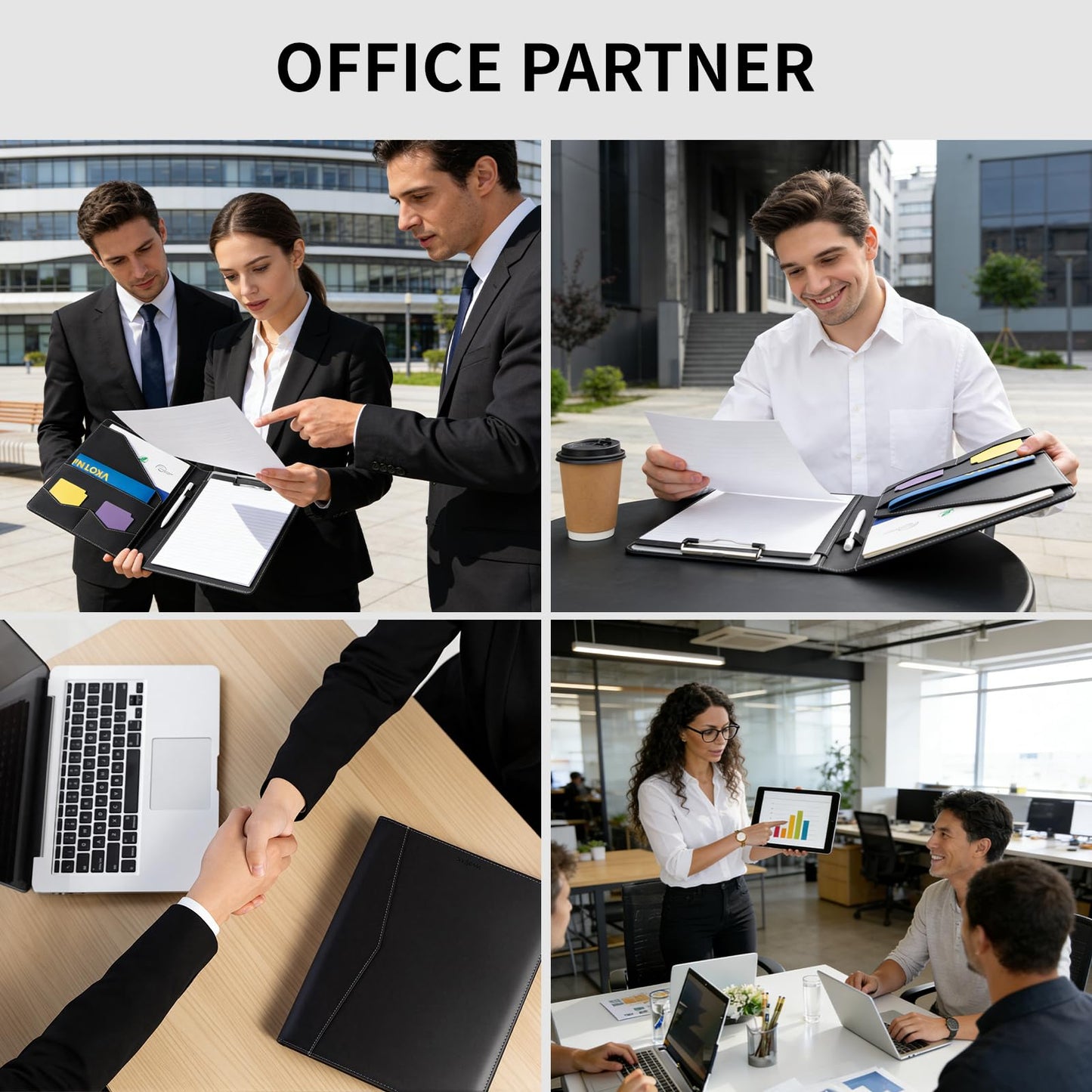 Professional Padfolio with Clipboard,Faux Leather Portfolio Folder Binder,Letter Size A4 Legal Writing Pad Holder for Business School Office Conference Notepad Clip Boards