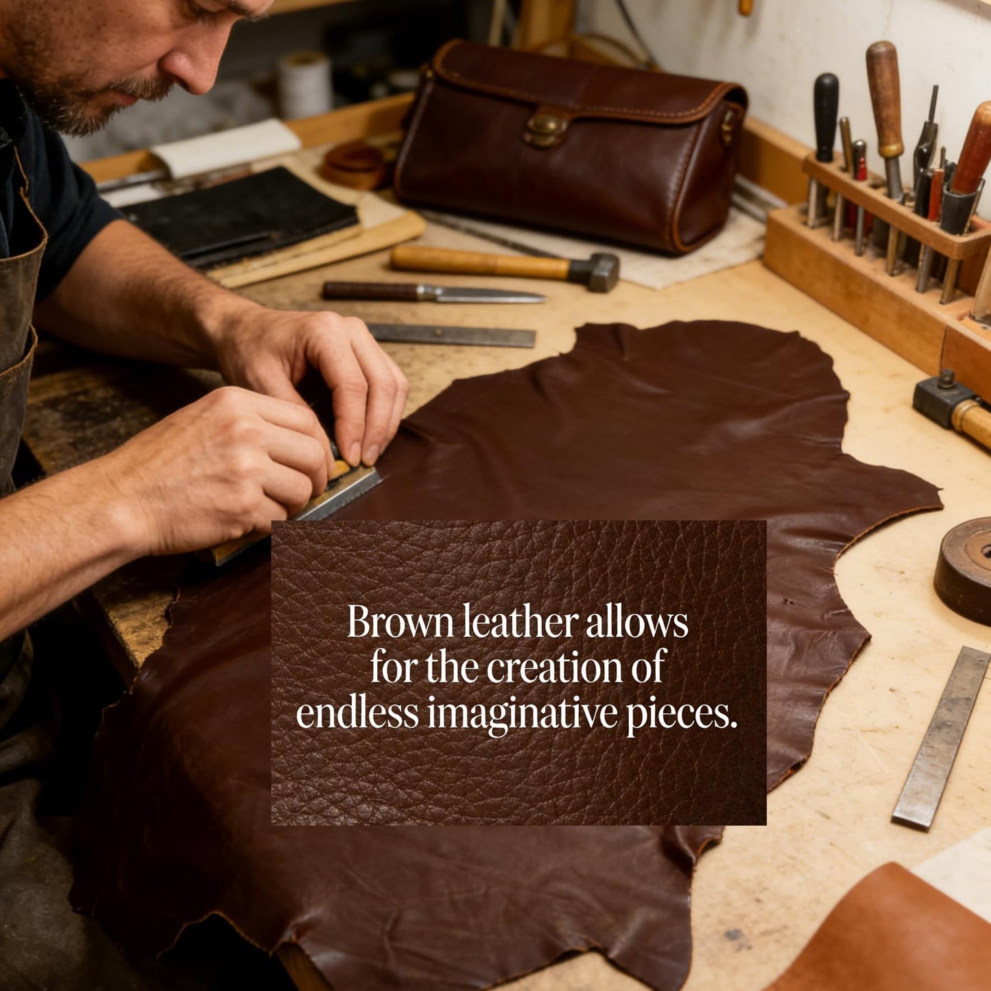 Brown Sheepskin Leather - Premium Full Grain Leather for Upholstery & Home Crafting (One Piece) (Brown, 8-11sq ft)