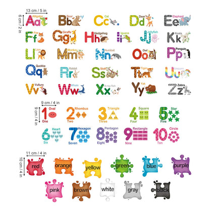 wondever Educational Learning Wall Stickers Alphabet Animals Numbers Shapes Colors Peel and Stick Wall Art Decals for Toddlers Kids Room Classroom Playroom