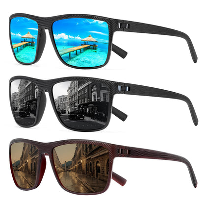 Square Polarized Sunglasses for Men and Women Lightweight Frame Sun Glasses with UV Protection