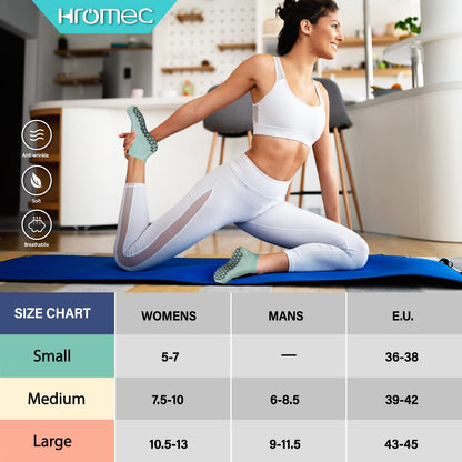 Non Slip Yoga Socks with Grips for Pilates, Ballet, Barre, Barefoot,Bikram,Hospital Anti Skid Socks for Women and Men L