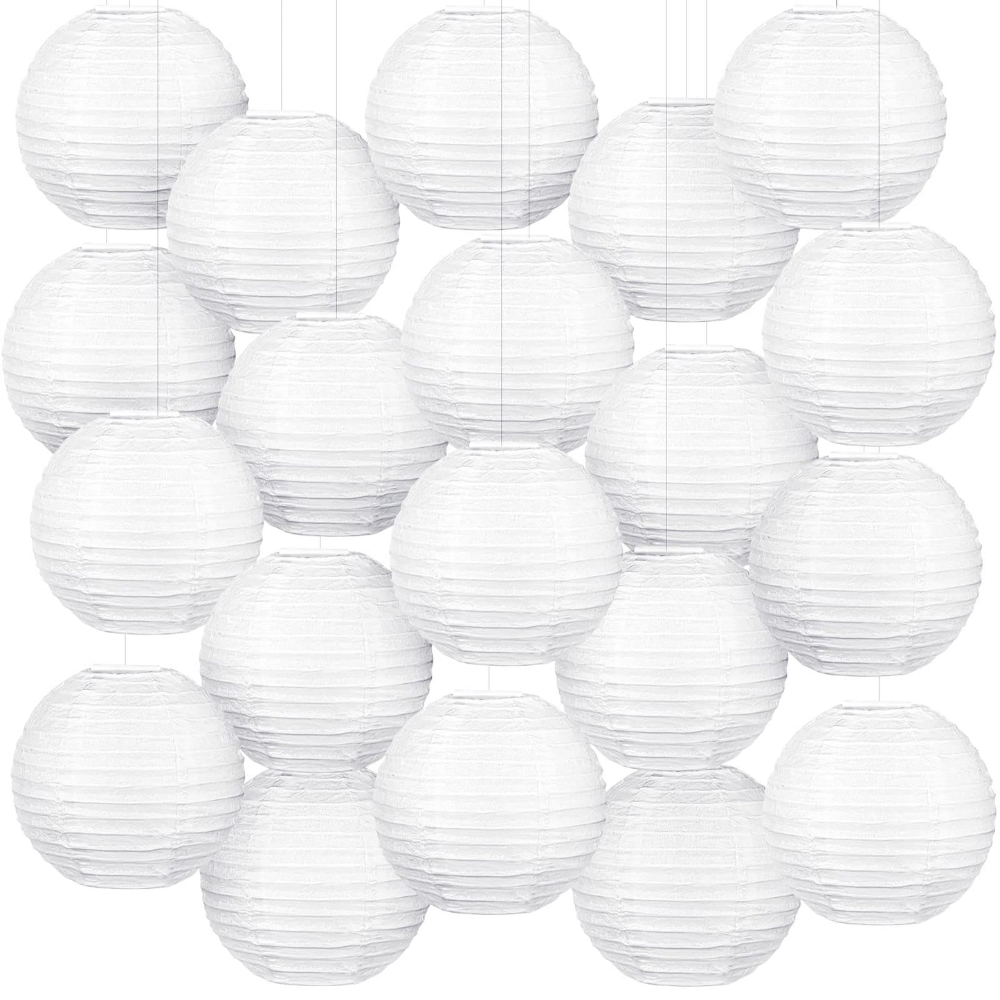 Hortsun 20 Pcs Chinese Japanese Paper Lanterns 3 Inches Decorative Hanging Ball Paper Lanterns Lamps for Wedding Birthday Party Shower Home Decorations(White)