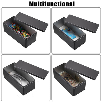 Hipiwe 2 Packs Black Metal Cash Box Rectangular Money Organizer with Lid Currency Storage Box Empty Box Container for Coin Bill Dollar Stamp Jewelry