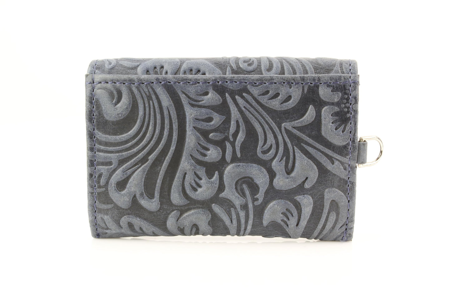 American Bison Small Floral Filigree Wristlet for Women – Compact Card Holder Wallet with Wrist Strap – Minimalist Clutch for ID, Credit Cards & Essentials (Navy)