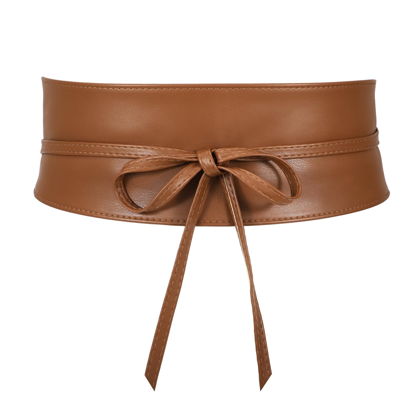 JASGOOD Women PU Leather Wide Waistband Obi Belt- Ladies Wrap Around Retro Brown Dress Belt(Brown,Fit Waist Size 26-31 Inch)