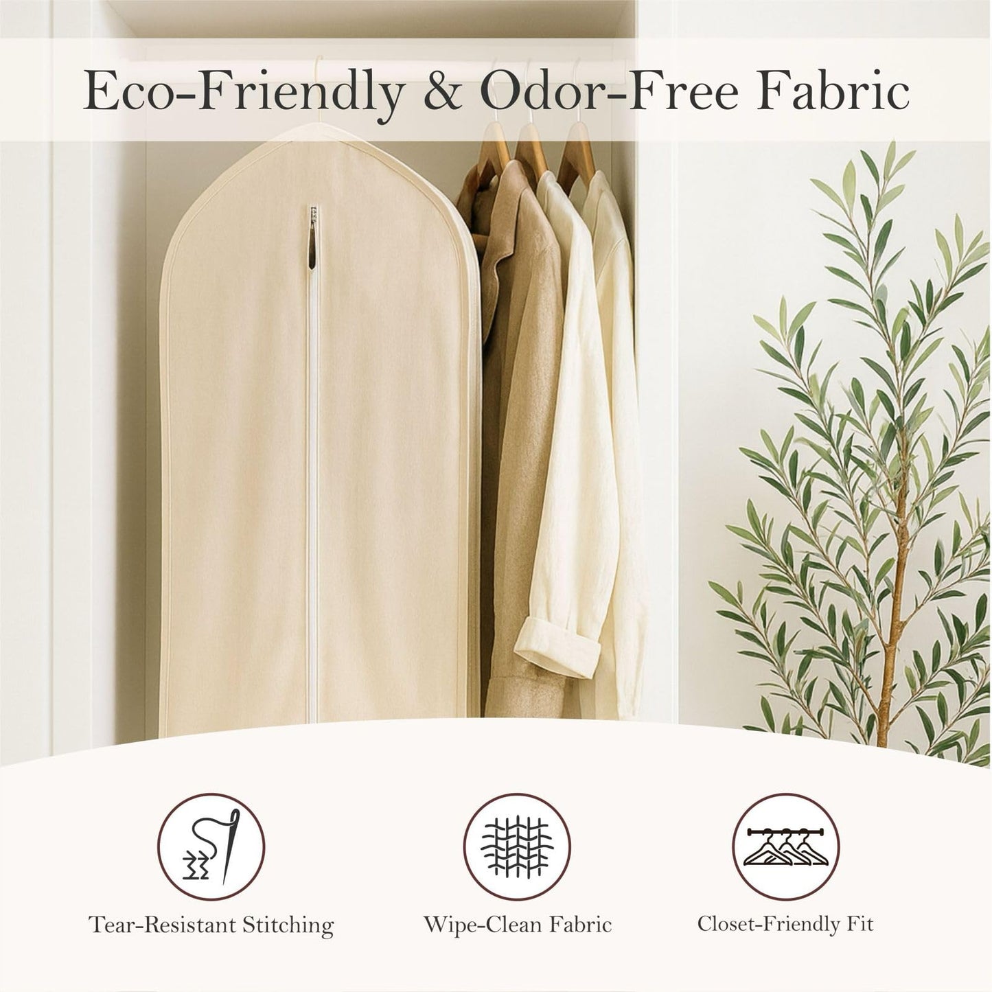 100% Cotton Garment Bag | Long | Breathable Garment Bags for Hanging Clothes | Garment Storage Bag for Long Dresses & Coats Storage | Pack of 1 (62 Inch)