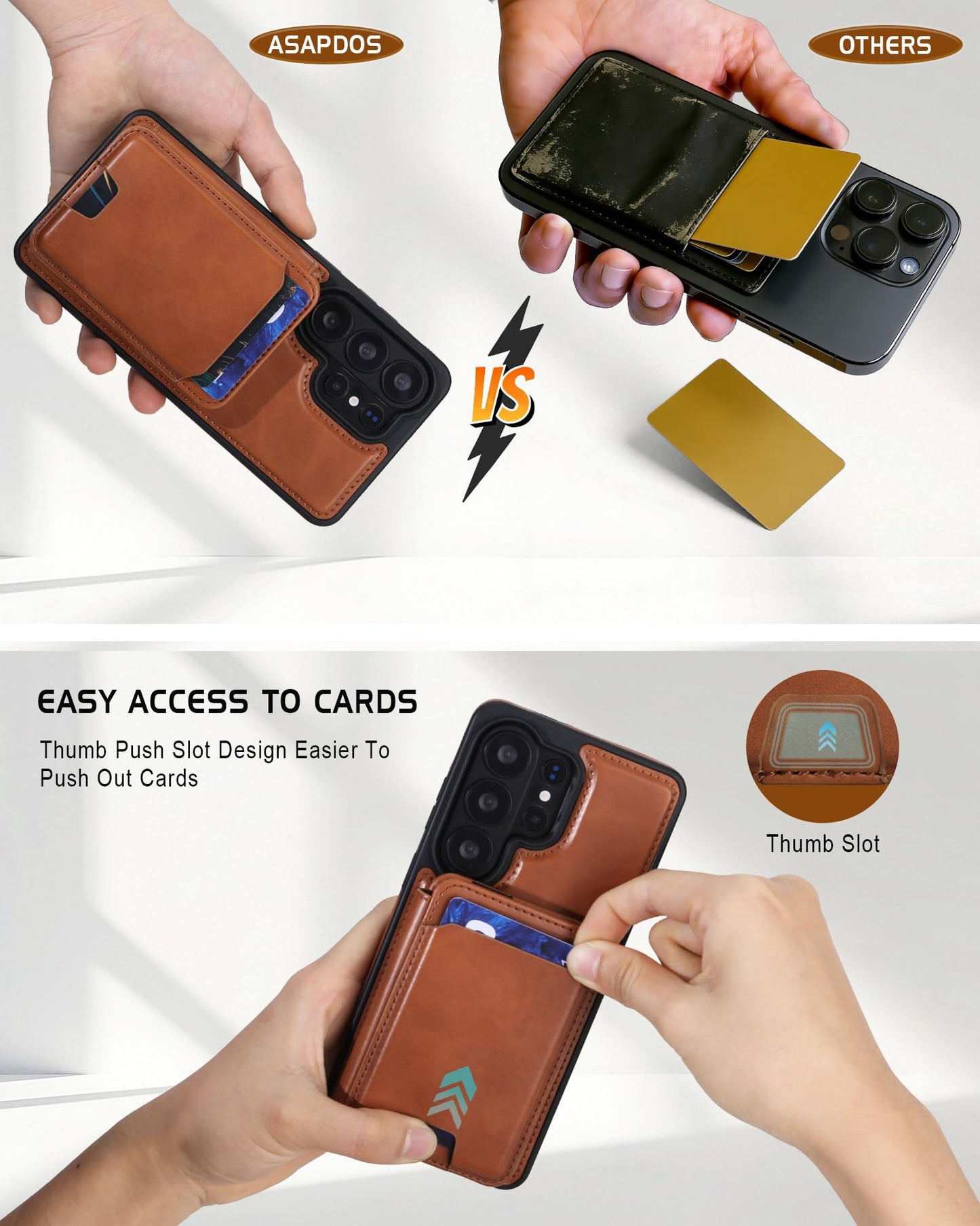 ASAPDOS Magnetic Detachable Wallet Case for Samsung Galaxy S26 Ultra with Kickstand,2-in-1 MagSafe Compatible RFID Blocking Card Holder,Slim PU Leather Cover Brown