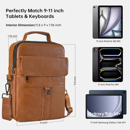 11 Inch Tablet Sleeve Case, Leather iPad Bag for 2026 iPad Air 11 M4 M3 & Pro 11 M4 M5 with Magic Keyboard, Fire HD 10/Max 11, Galaxy Tab A9+ Plus, Brown