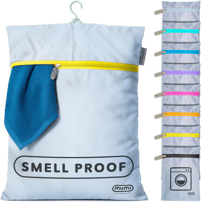 MUMI Travel Laundry Bag – Moisture & Smell-Proof Wash Bag with Folding Hanger & Outer Pouch | Large Washable Bags for Suitcase, Gym & Packing | Clothes Organizer for Trips & Storage - Yellow