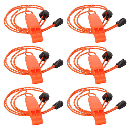 Hftjtsa 6PCS Safety Survival Whistles with Adjustable Reflective Lanyard Super Loud Emergency Safety Survival Whistle for Climbing Hiking Swimming Camping