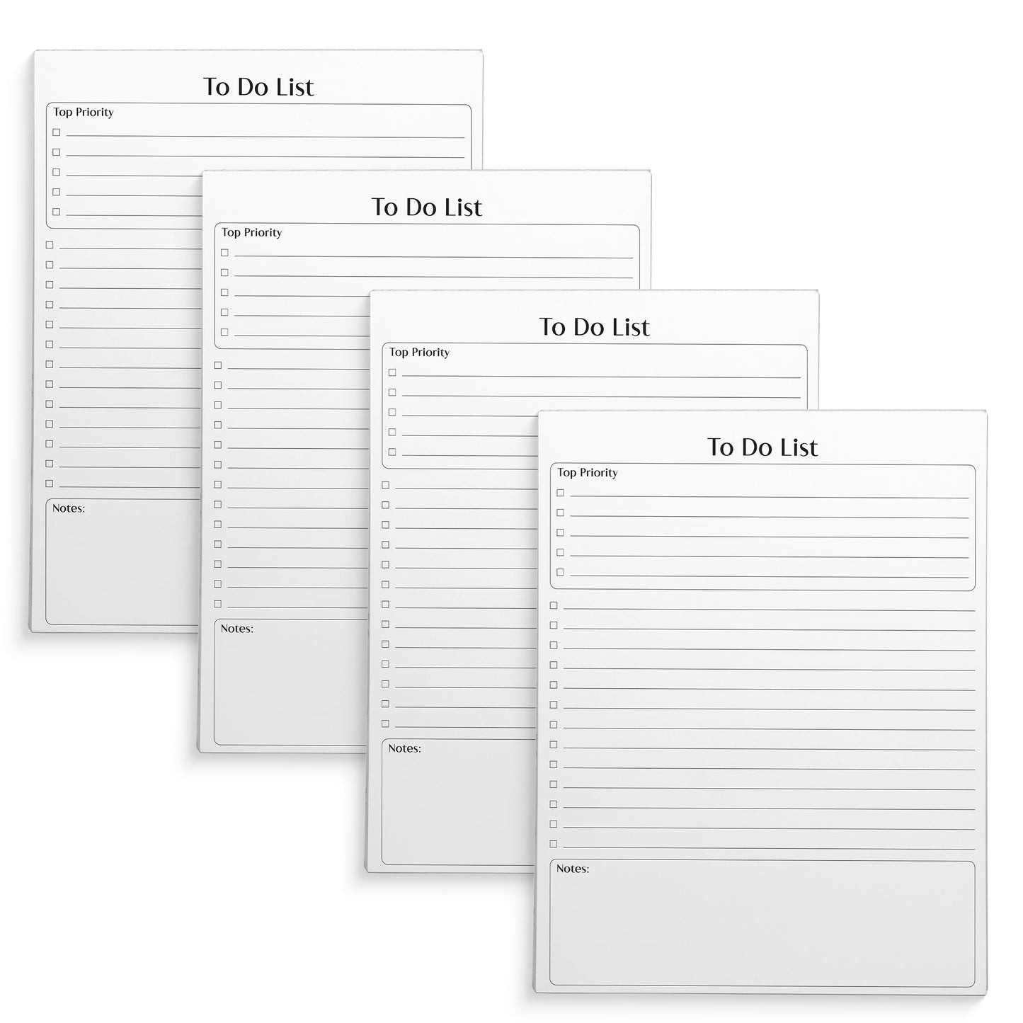 Better Office Products To Do List Notepad, 8.5" x 11", Planning Note Pad, 50 Sheets, Daily Agenda Productivity Checklist Organizer, (4 Pack)
