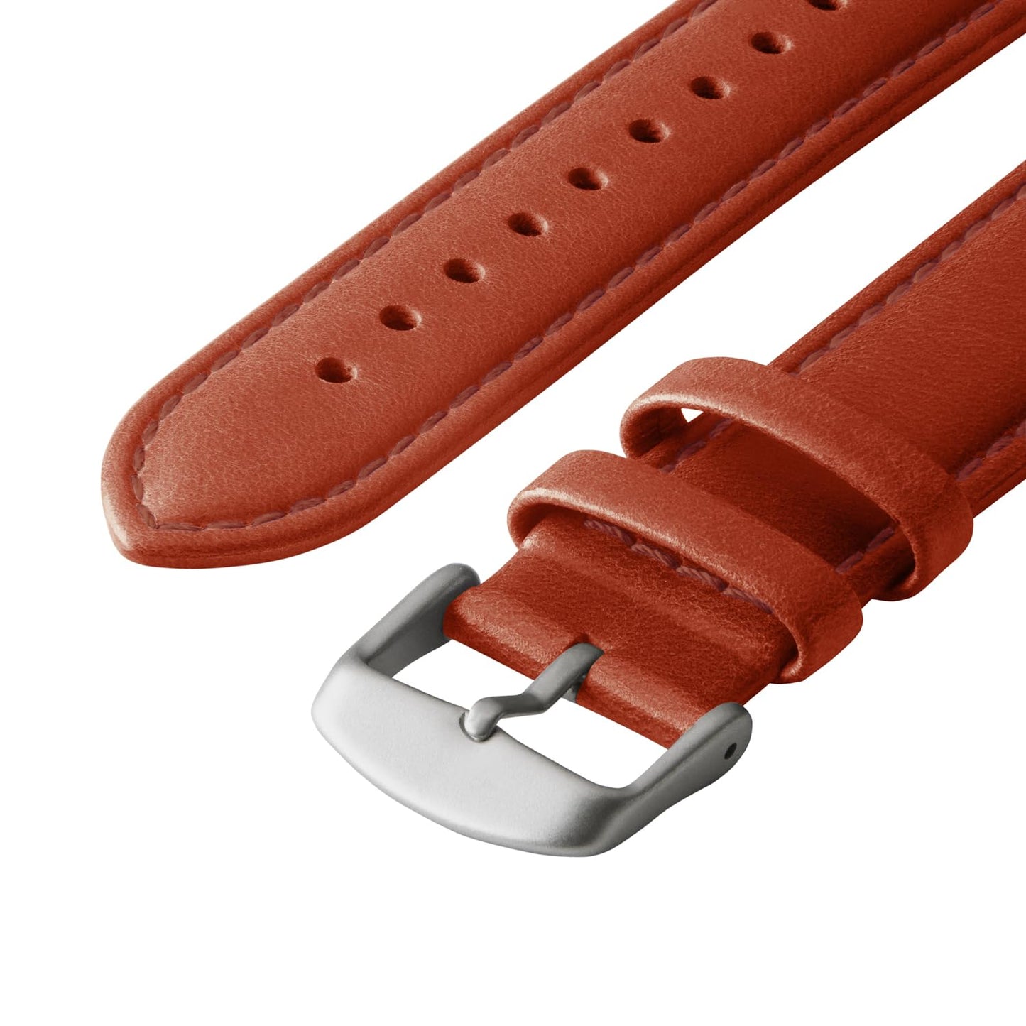 Archer Watch Straps - Top Grain Leather Straps for Apple Watch (Cognac/Matched Thread, Matte Silver Hardware, 40/41/42mm)