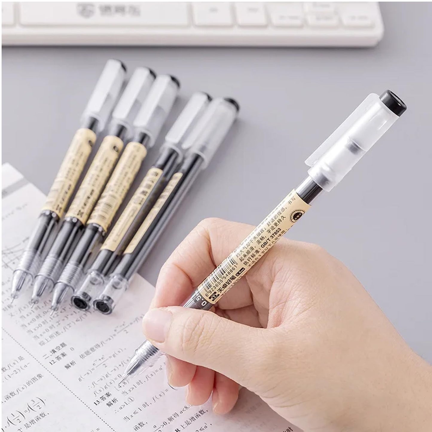 BEMLP Gel Ink Pen Japanese Style Liquid Ink Rollerball Pens Quick Drying 0.35mm Ultra Fine Point Ballpoint Maker Pen Premium for Office School Stationery Supply,12 Pcs/Set, Black