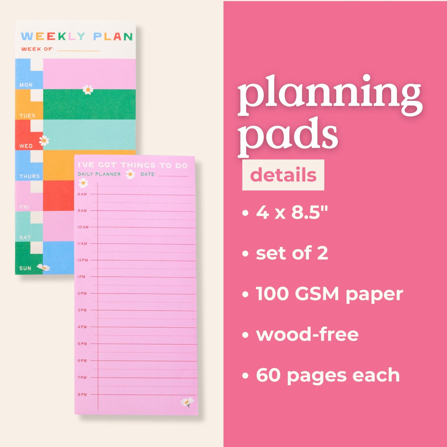 ban.do Weekly Planner Notepad, Desk Planner/Schedule Pads with 60 Sheets Each, Undated Weekly Desktop Calendar/Agenda (I've Got Things to Do)