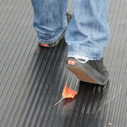 Rubber-Cal - 03_168_W_WR_08 Wide Rib Corrugated Rubber Floor Mat, 3 mm Thick x 4' x 8' Utility Runner, Black