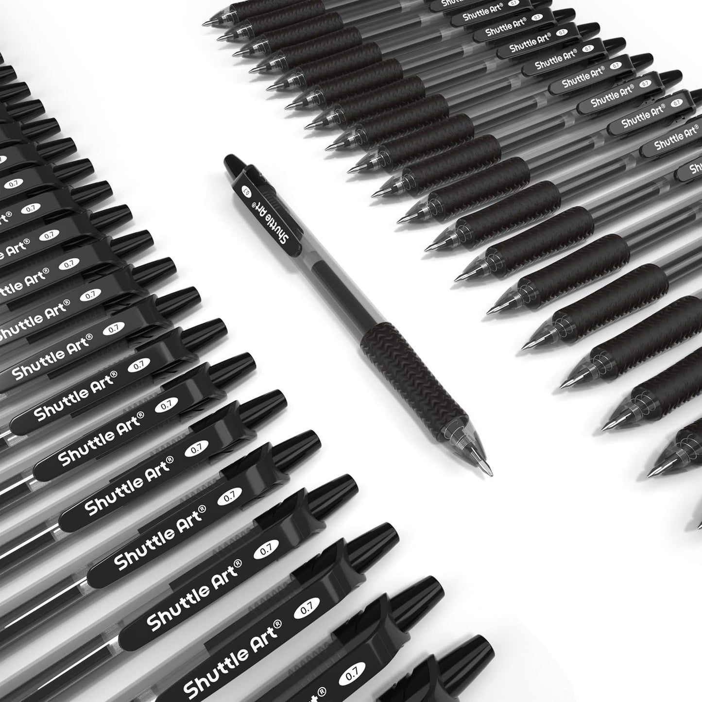 Shuttle Art Black Gel Pens, 100 Pack Retractable Medium Point Rollerball Gel Ink Pens Smooth Writing with Comfortable Grip for Office School Home Work