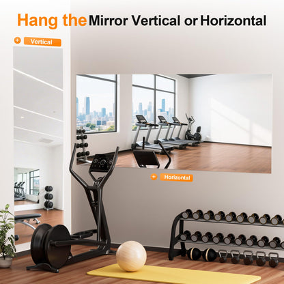 Hasipu Home Gym Workout Mirror 83" L x 39" W-1pcs Large Full Length Mounted Full Body Frameless Mirror for Workout, Yoga, Garage, Bedroom, Dance
