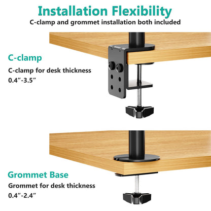 WALI Laptop Tray Desk Mount for 1 Laptop Notebook up to 17 inch, Fully Adjustable, 22 lbs Capacity with Vented Cooling Platform Stand (M00LP)