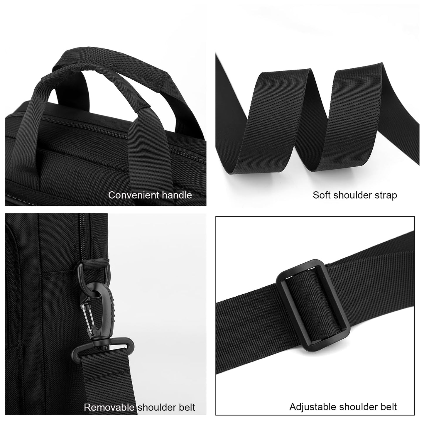 natyrlpog Laptop Bag 15.6 Inch Briefcase for Men Women Waterproof Nylon Lightweight, Shoulder Computer Messenger Handbag for Business Office Work Travel College Black