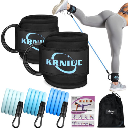 KRNIUC Ankle Resistance Bands, Home Gym Workout Equipment for Women Booty Workouts, Kickbacks, Hip, Leg and Glute Fitness, Includes Exercise Guide, Travel Pouch, Perfect for Home, Gym or Travel