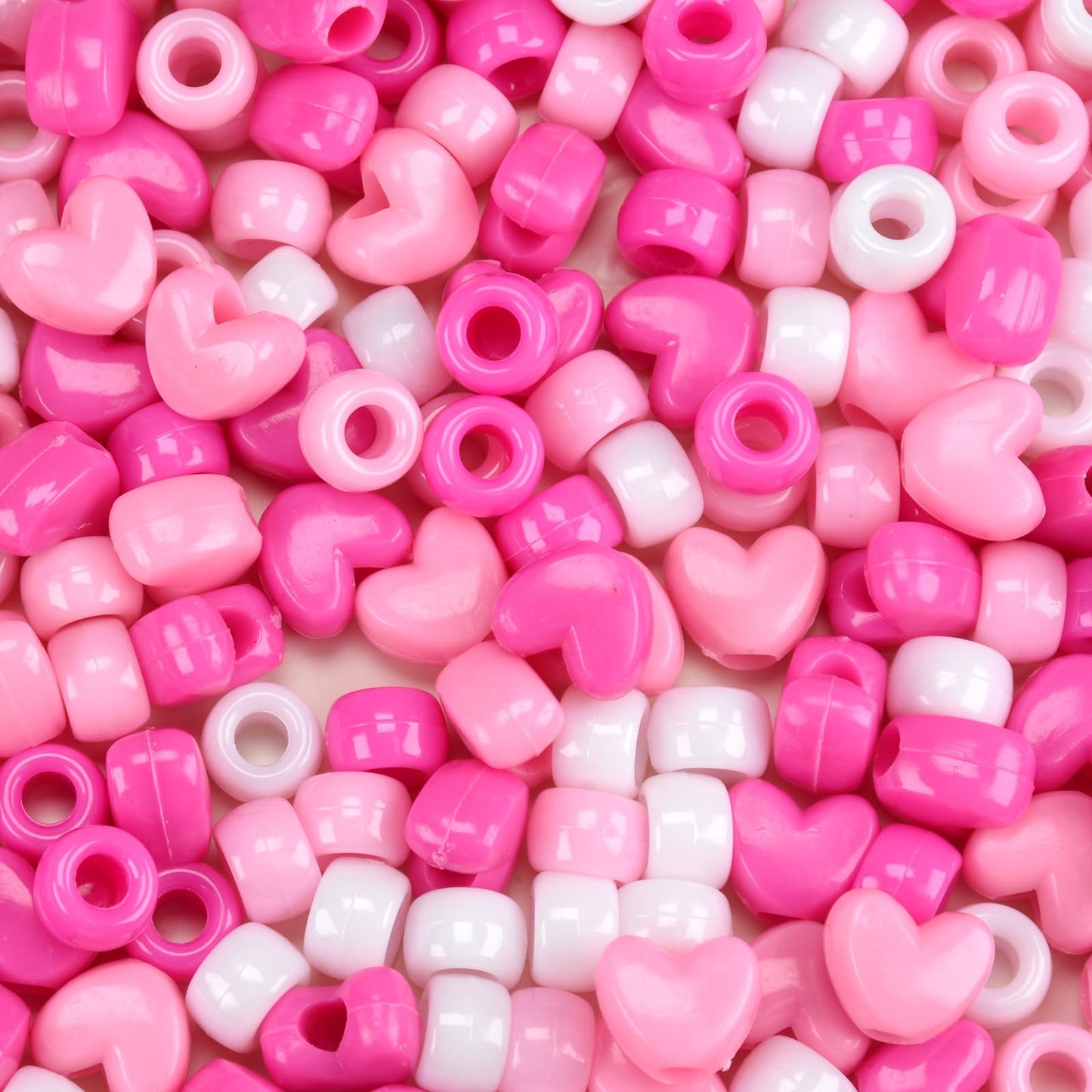 1200pcs Valentine Beads Assortment - Pink Red Pony Bead and Heart Beads for Jewelry Making, DIY Crafts, Valentine's Party Decorations,Necklace, Bracelets, Earrings, Hair Bead (Valentine Pink 1200PCS)