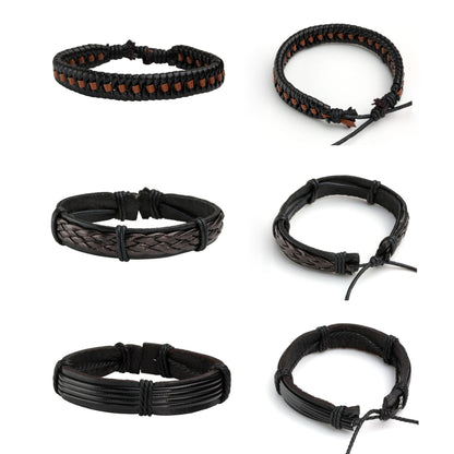 MILAKOO Braided Leather Bracelet for Men Women Cuff Wrap Bracelet Adjustable Black and Brown