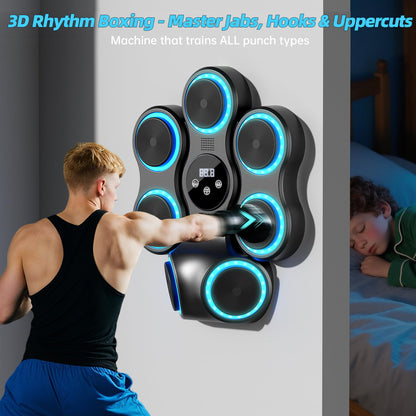 Music Boxing Machine for Adults Kids Interactive Punching Trainer with Boxing Gloves, Large Size Wall Mounted Electronic Boxing Target (Large)