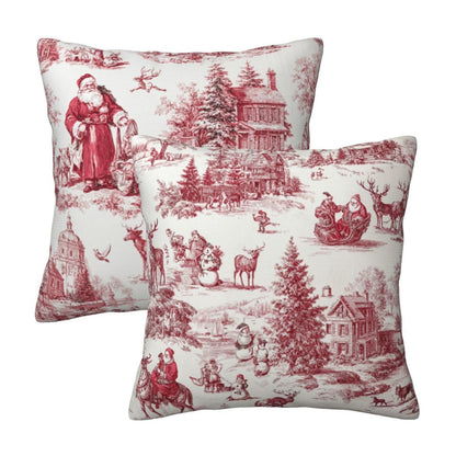 Ecixzyo Christmas Santa Claus Throw Pillow Covers 18x18 Set of 2 Square Pillow Case for Home Decor Couch Room