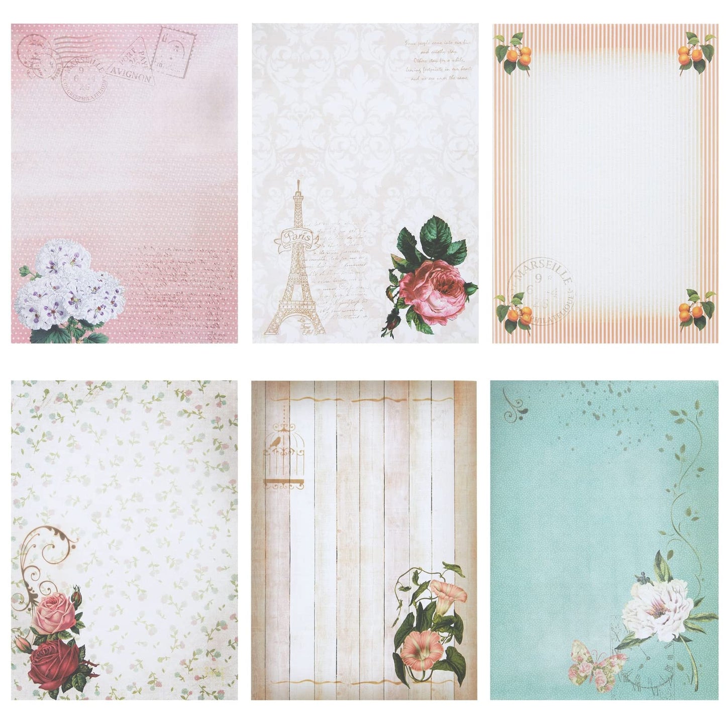 Paper Junkie Stationery Set - 7.25 x 10.2 In, Gold, 60 Sheets & 30 Envelopes - Letter Paper & Envelopes - Vintage Paper Designs
