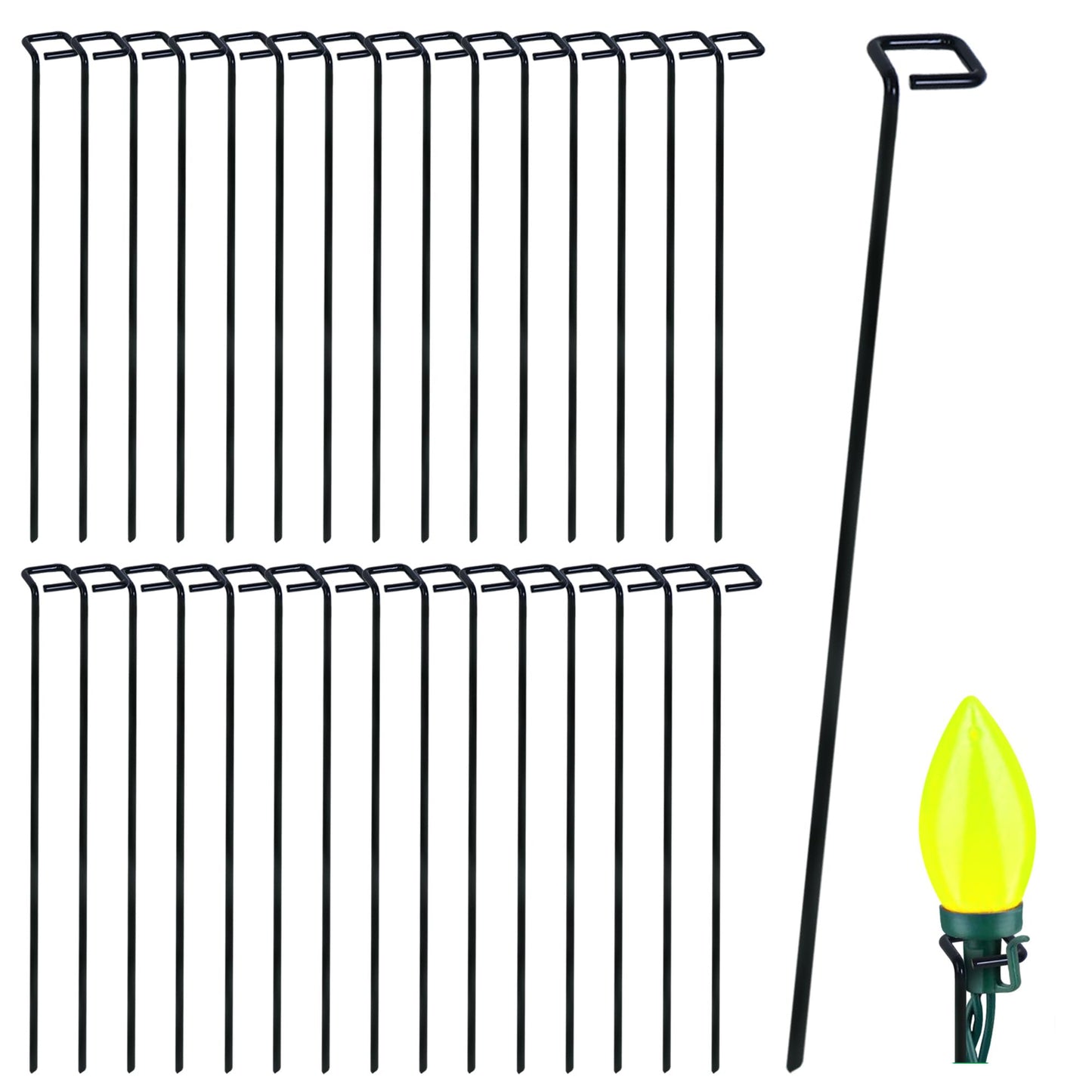 Bylion 30 Pack Metal Christmas Light Stakes - Outdoor Light Stakes - 9.8 Inch Christmas Yard Stakes for C7 C9 Universal Yard Lawn Stakes for Holiday Lights Use on Garden Lawn Patio Path Walkway