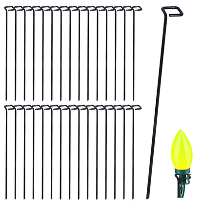 Bylion 30 Pack Metal Christmas Light Stakes - Outdoor Light Stakes - 9.8 Inch Christmas Yard Stakes for C7 C9 Universal Yard Lawn Stakes for Holiday Lights Use on Garden Lawn Patio Path Walkway