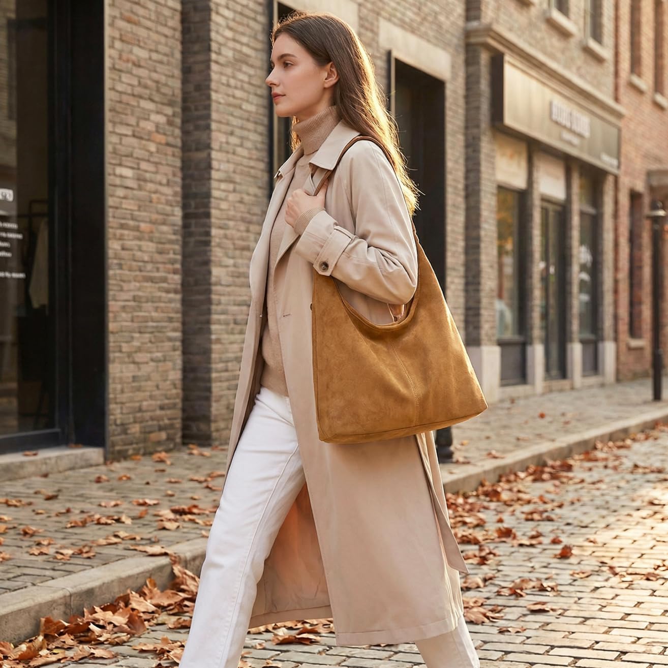 Casual Hobo Bag for Women Soft Shoulder Bags Slouchy Pu Leather Tote Purses for Work Travel