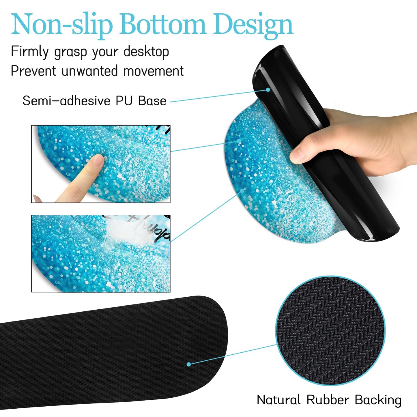 LIMKRIAN Desk Mat Pad, XXL Large Gaming Mouse Pad with Wrist Rest Wrist Support, Ergonomic Mouse Pad, Keyboard Wrist Rest, Coaster, Home Office Desk Accessories Decor Supplies, Stay Positive