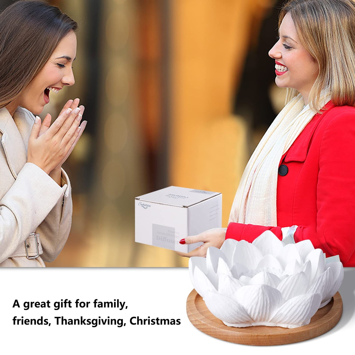 Passive Essential Oil Diffuser,Aromatherapy Passive Mini Ceramic Essential Oil Small Diffuser for Desk Office Home Gift (Lotus)