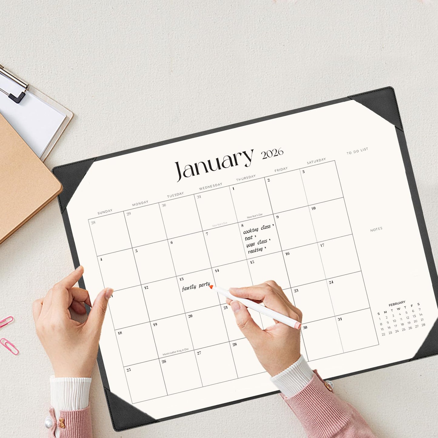 Desk Calendar 2026-2027 with Desk Mat – 22" x 17" Large Desk Pad Calendar Runs from January 2026 to June 2027, Office Supplies Desktop Monthly Calendar for Home & Office