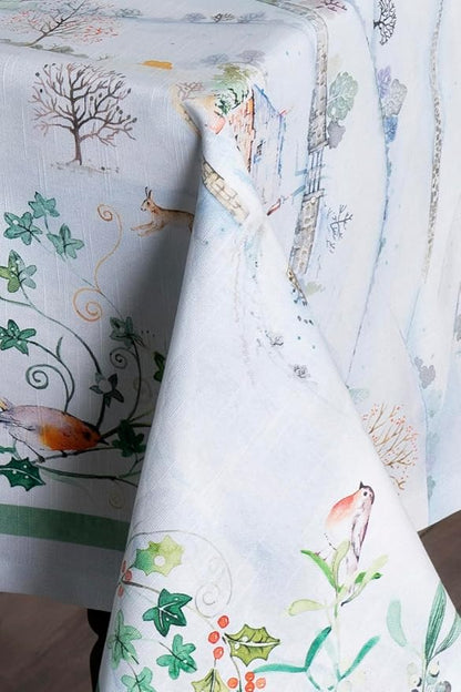 Maison d' Hermine Table Cloth Rectangle Table 100% Cotton 70 x 108 Inches Fall Tablecloth Reusable Everyday Use for Thanksgiving Christmas Decorations Dining Farmhouse Party (Snowy World)