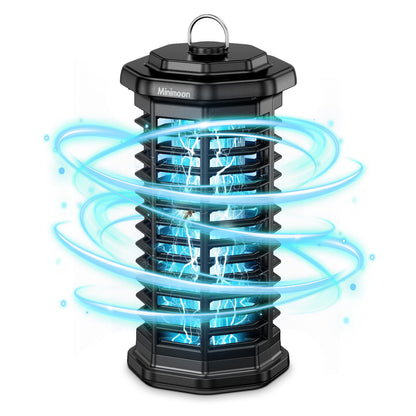 Minimoon Bug Zapper Outdoor 4000V Powerful Electric Mosquito Zapper, 15w Fly Trap Outdoor, IPX4, Corded Fly Zapper for Indoor, Yard, Backyard, Patio, Camping (Black)