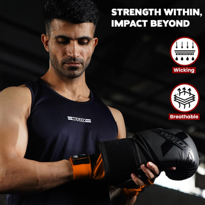 WYOX Gel Boxing Hand Wraps Inner Gloves for Men & Women, 80cm Quick Wrist Straps, Padded Knuckle Protection for Muay Thai Kickboxing, Hand Wraps for Boxing & Martial Arts (Orange, XS)