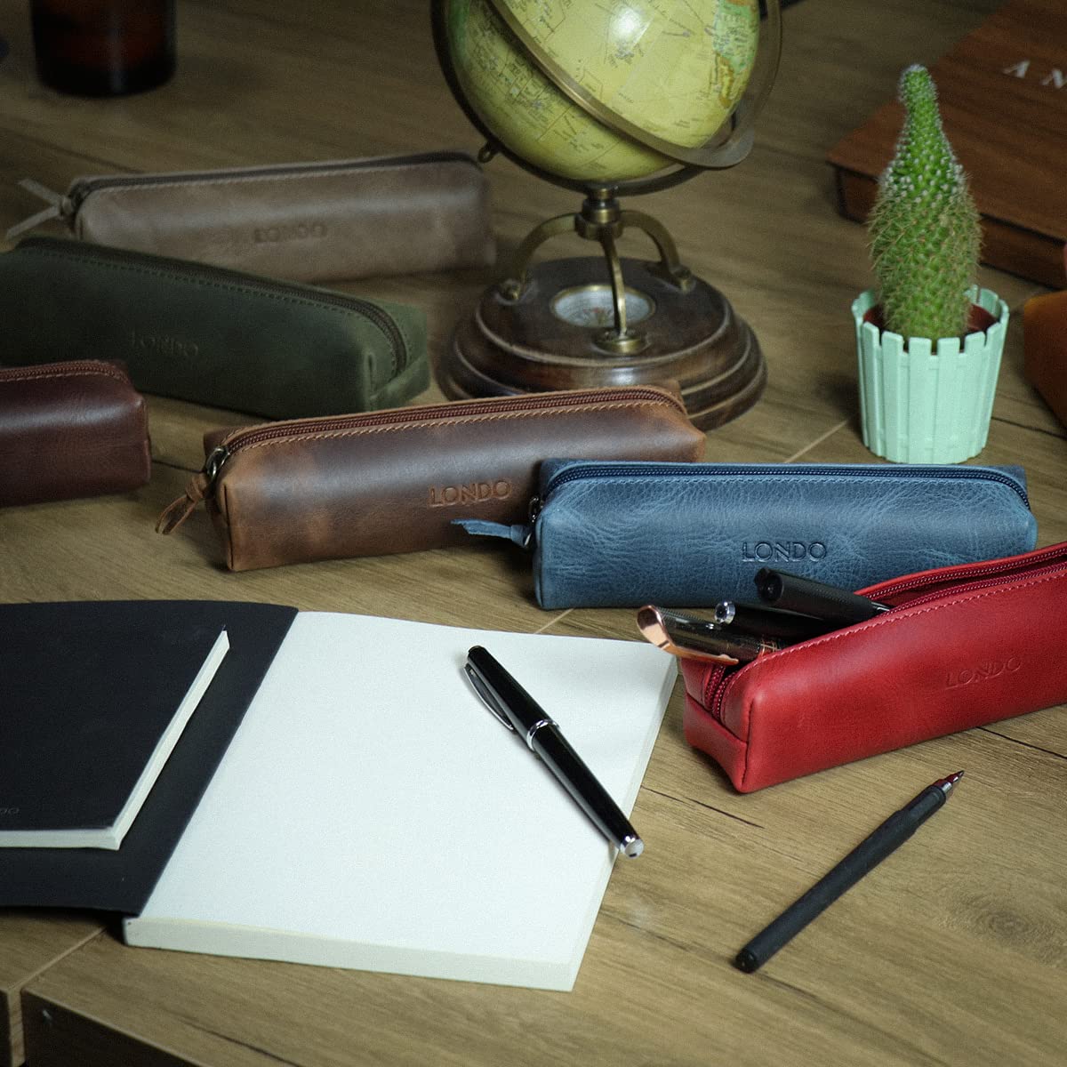 Londo Genuine Leather Zipper Pen, Pencil & Cosmetic Case