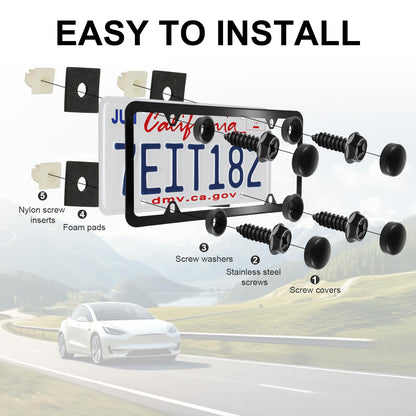 LivTee Rustproof License Plate Screws for Securing License Plates Frames and Covers on Cars and Trucks, 4 Sets Premium Stainless Steel Self Tapping Mounting Bolts (Black Zinc Plated)