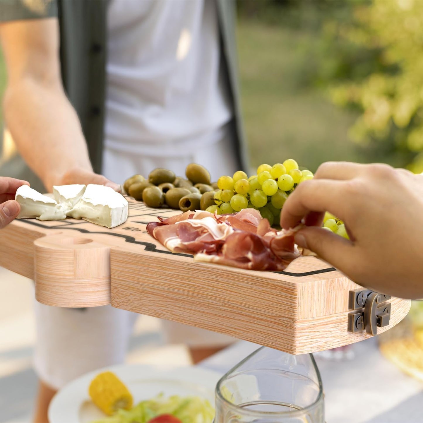 Haigoo Foldable Bamboo Charcuterie Board Set - Unique Cheese Cutting Board Gift Set for Mom, Dad, Couple or House Warming