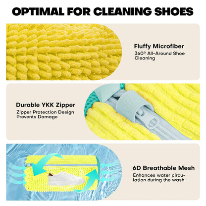 Shoe Washing Machine Bag: Laundry Shoe Bag for Washer and Dryer - 2pc Reusable Shoe Cleaning Bag for Sneaker Tennis Shoes Unstain Cleaner Kit (Yellow 2pcs)